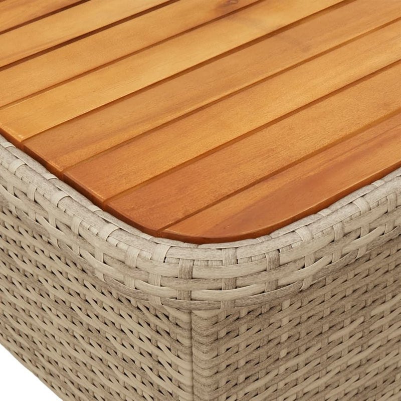 vidaXL bézs polyrattan és akácfa kerti asztal 110 x 110 x 71 cm
