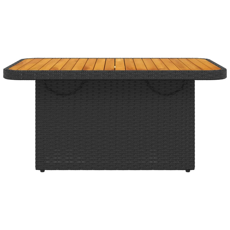 vidaXL fekete polyrattan és akácfa kerti asztal 90 x 55 x 71 cm