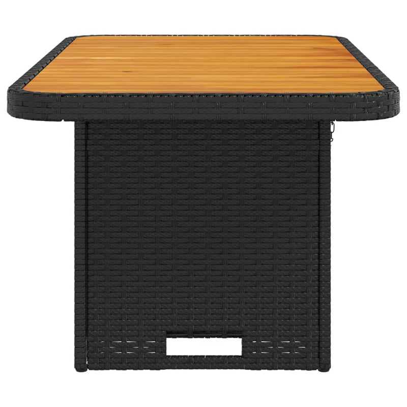vidaXL fekete polyrattan és akácfa kerti asztal 90 x 55 x 71 cm