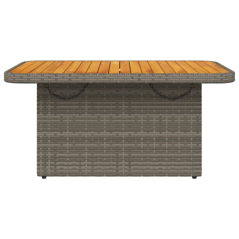vidaXL szürke polyrattan és akácfa kerti asztal 90 x 55 x 71 cm