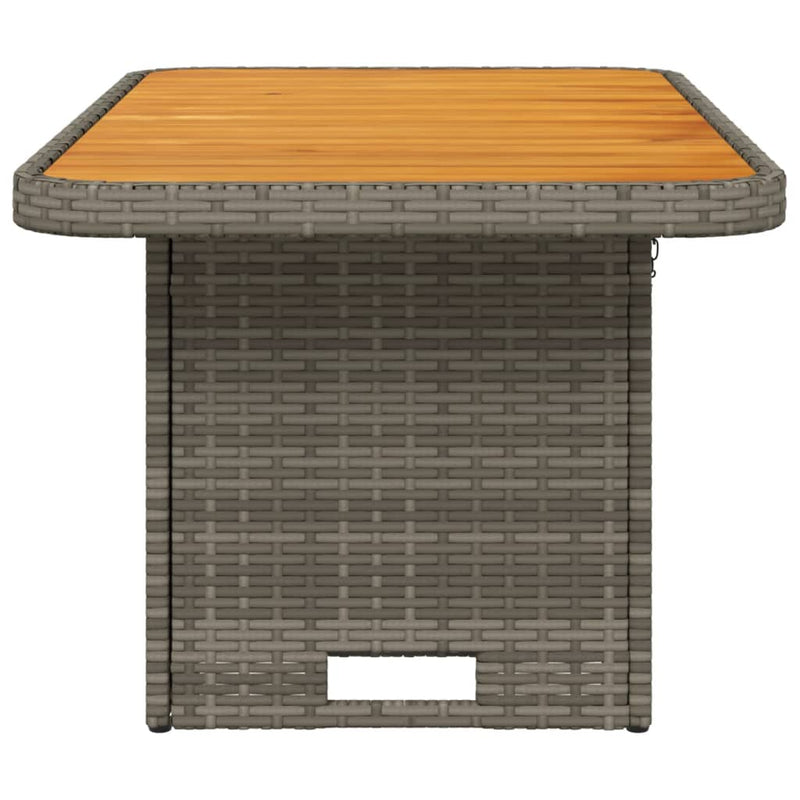 vidaXL szürke polyrattan és akácfa kerti asztal 90 x 55 x 71 cm