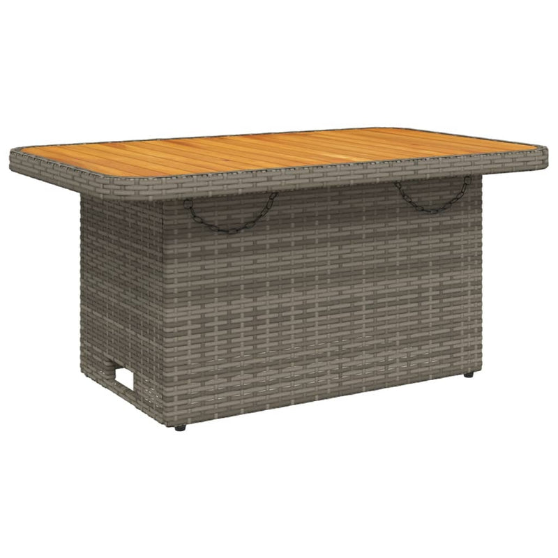 vidaXL szürke polyrattan és akácfa kerti asztal 90 x 55 x 71 cm