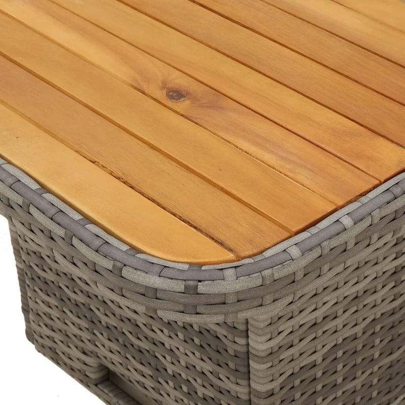 vidaXL szürke polyrattan és akácfa kerti asztal 90 x 55 x 71 cm
