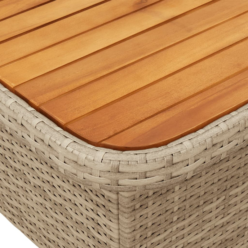 vidaXL bézs polyrattan és akácfa kerti asztal 90 x 55 x 71 cm