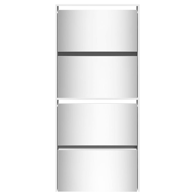 vidaXL 4 szintes magasfényű fehér cipőszekrény tükörrel 63x17x134 cm