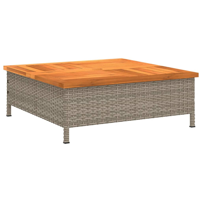 vidaXL szürke polyrattan és akácfa kerti asztal 70 x 70 x 25 cm