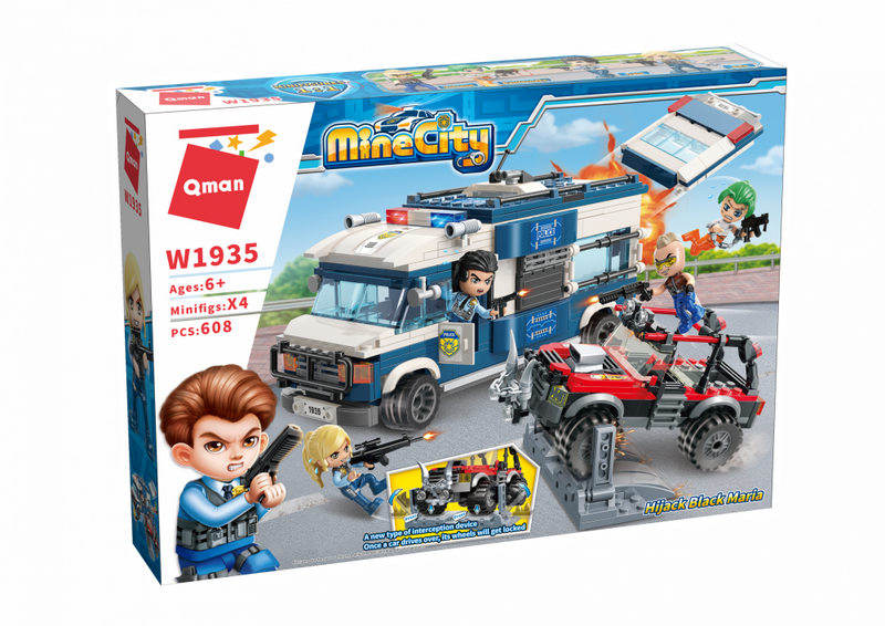 QMAN® W1935 | lego-kompatibilis építőjáték | 608 db építőkocka | Rablóbanda elkapása