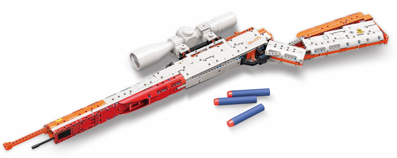 QMAN® 52002 | lego-technic-kompatibilis építőjáték | 747 db építőkocka | Mauser 98k ismétlőpuska– 8x-os nagyítású távcsővel, 10db szivacs tölténnyel