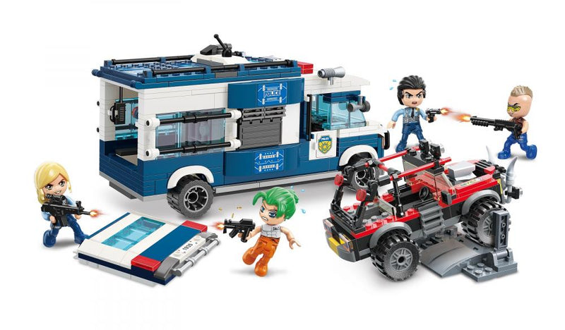 QMAN® W1935 | lego-kompatibilis építőjáték | 608 db építőkocka | Rablóbanda elkapása